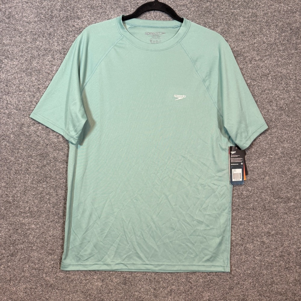 Speedo UPF 50+ Dri-Fit Shirt Mens Medium Green Surfing Outdoor Active At-Sea NEW